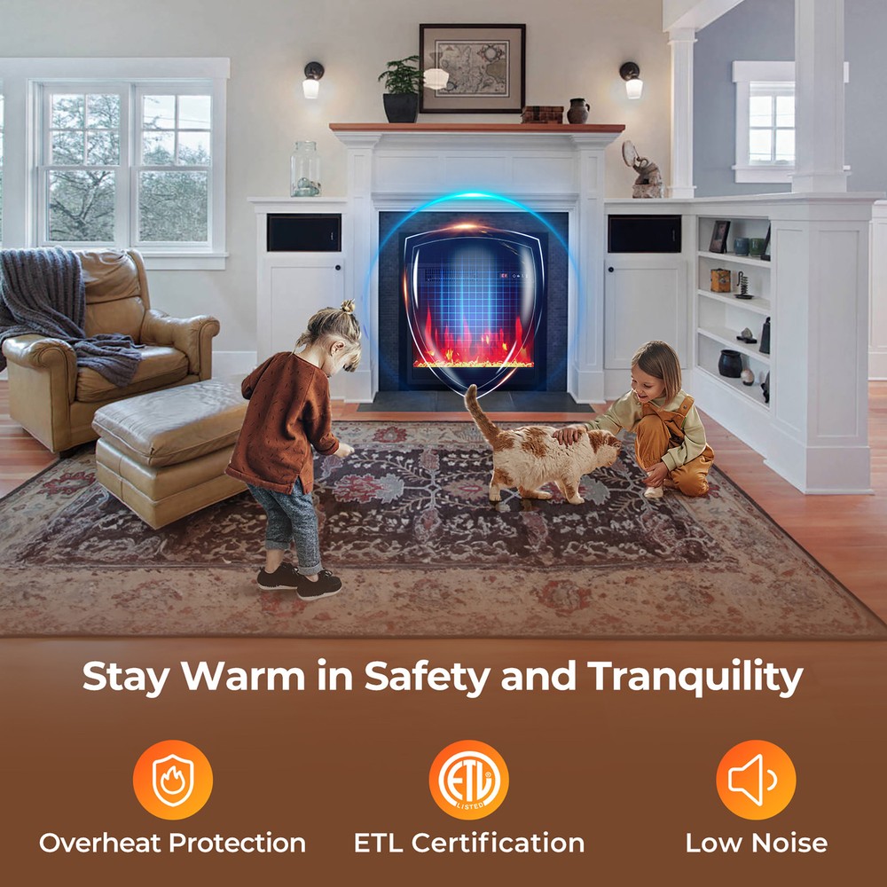 18" Electric Fireplace Insert w/Remote Control Adjustable Flame Color Brightness