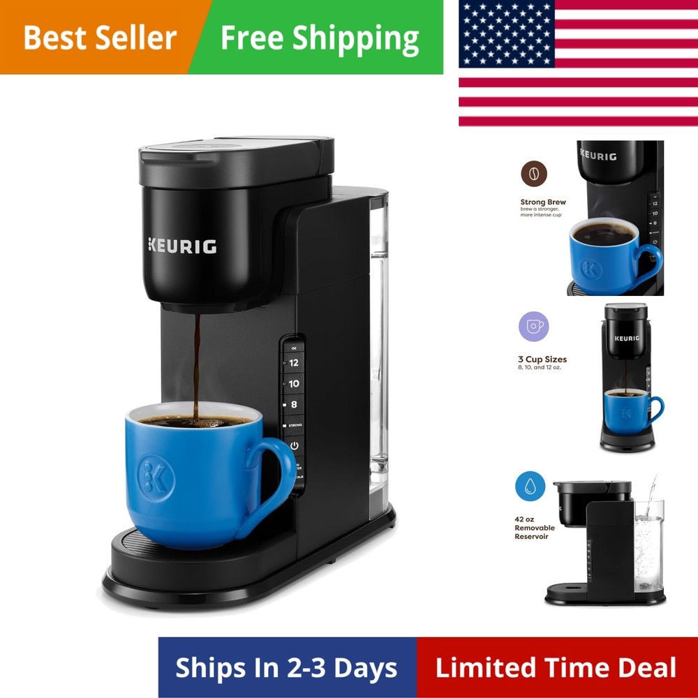Single Serve K-Cup Pod Coffee Maker, 3 Brew Sizes, Strong Button Feature, 42o...