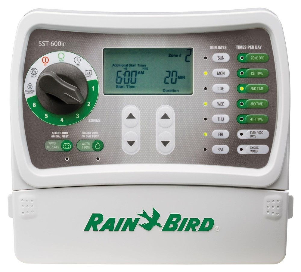 Rain Bird SST600IN 6-Zone Indoor Sprinkler Irrigation Controller Timer Gray