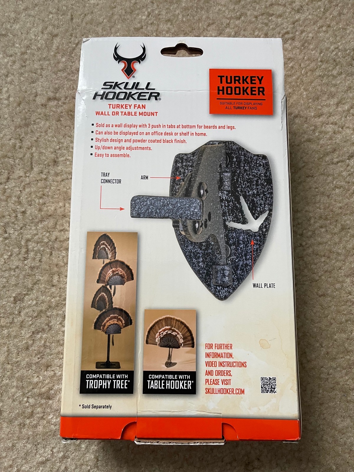 Skull Hooker Turkey Hooker Wall or Table Mount Black