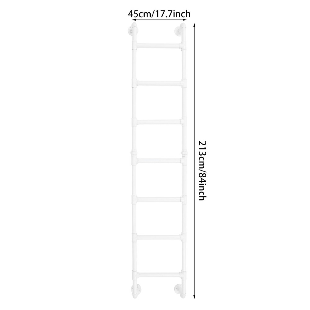 White Wall-Mounted Ladder for Attic Bunk Bed Multi-Functional 7-Step Ladder