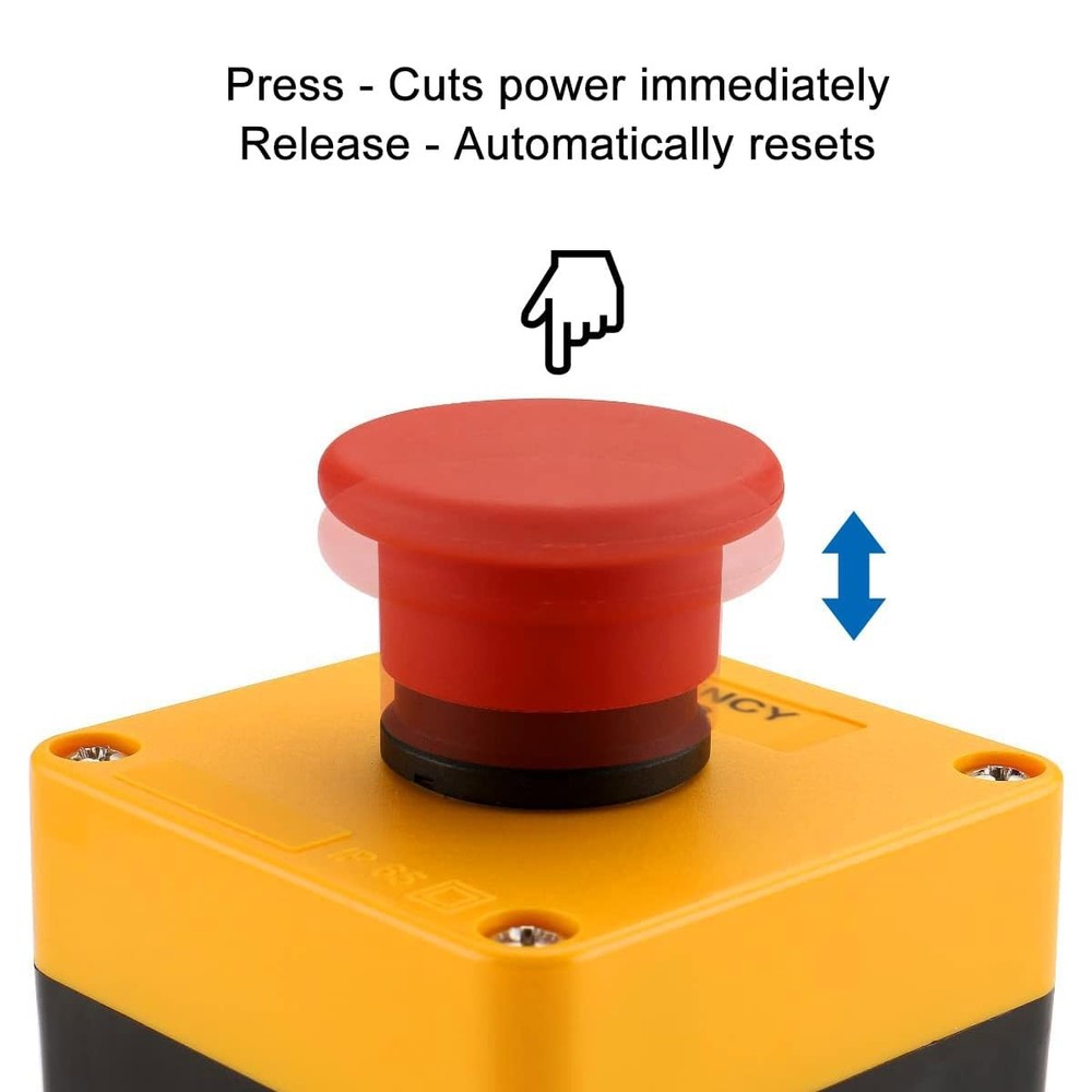 Baomain Red Sign Momentary Emergency Stop Weatherproof Push Button Switch...