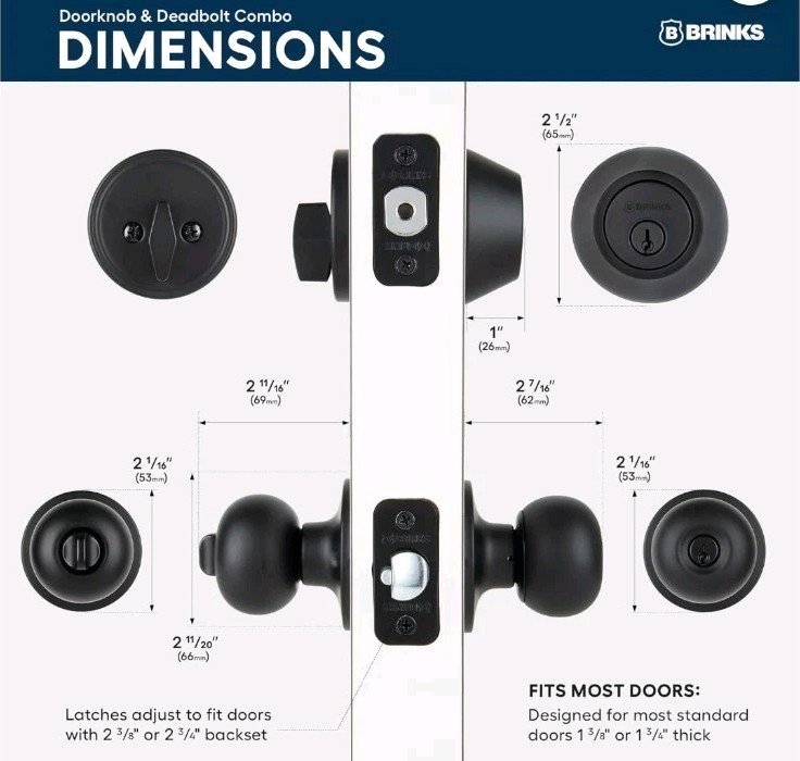 Brinks Matte Black Transitional Keyed Entry Doorknob & Deadbolt Combo