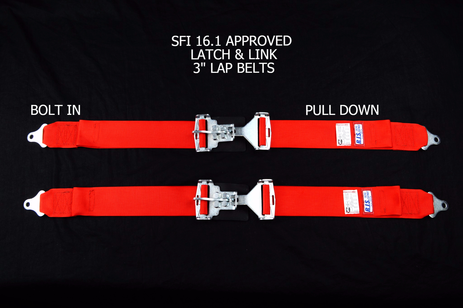 RJS RACING SFI 16.1 LATCH & LINK 3" LAP BELTS RED PAIR 50502-4 15001904