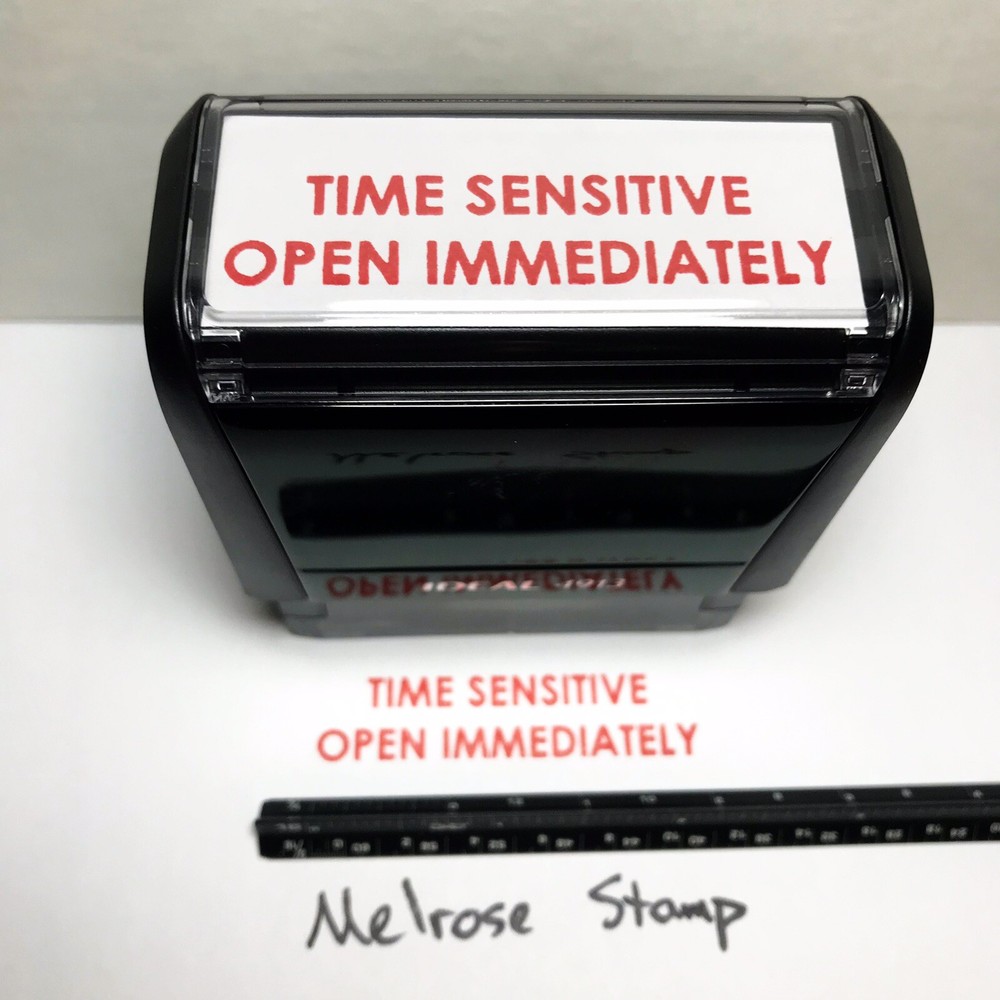 Time Sensitive Open Immediately Rubber Stamp Red Ink Ideal 4913
