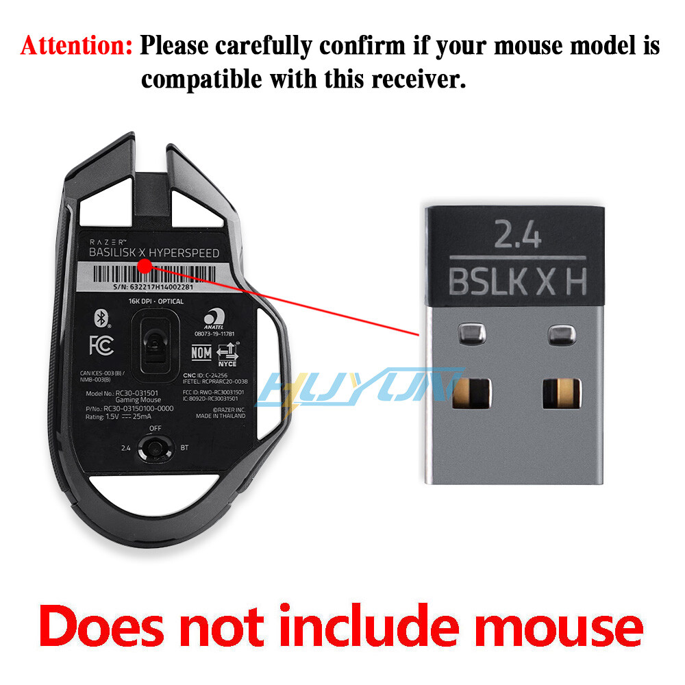 2.4 adapter USB receiver for Razer Basilisk x Hyperspeed wireless gaming mouse