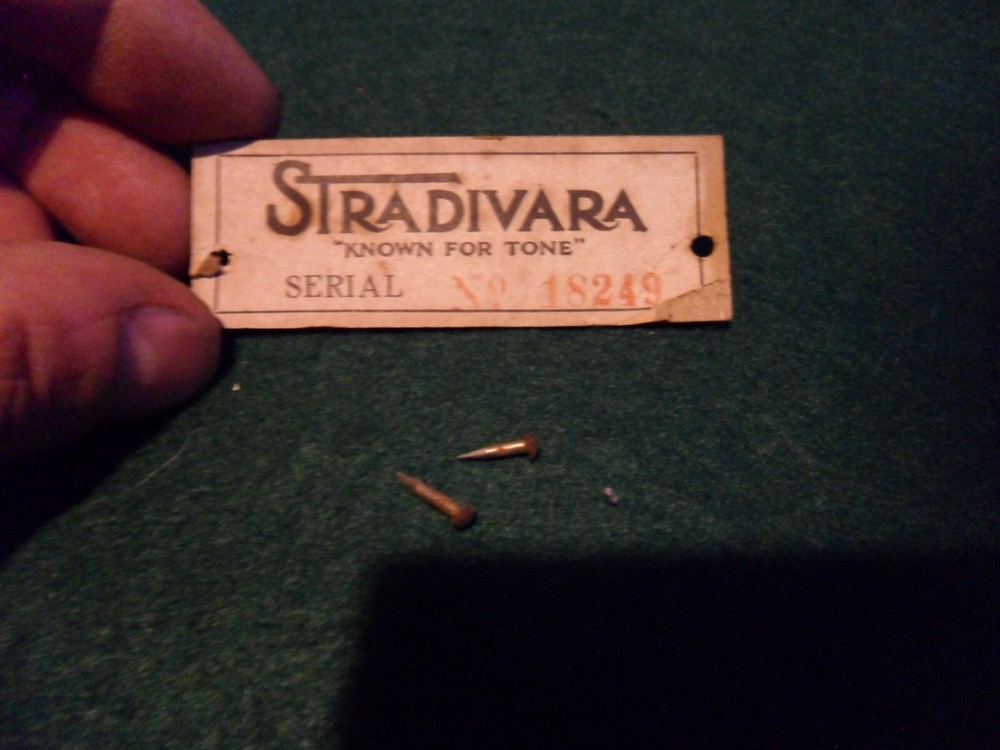 Antique Stradivara Phonograph Identification label