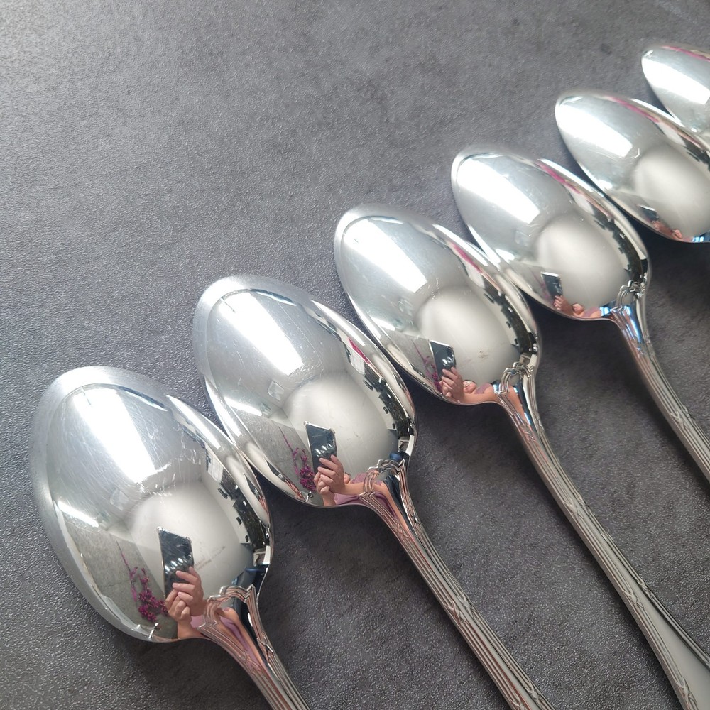 Christofle Rubans Standard Spoon 6pcs Silverplate Flatware Excellent