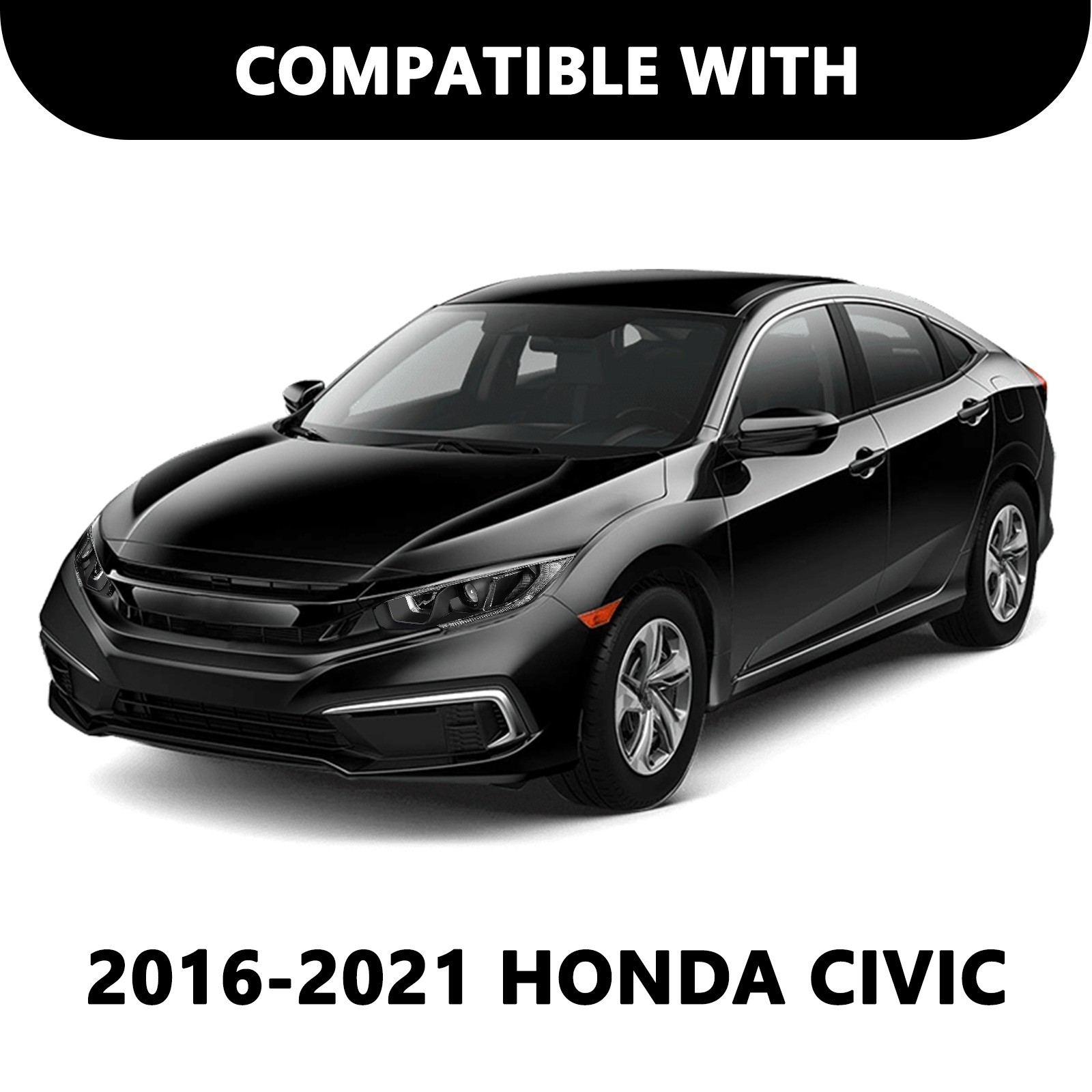 For 2016-2021 Honda Civic Black LED DRL Projector Headlights Assembly Lamps Pair