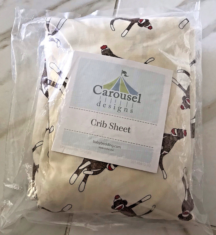 Sock Monkey Carousel Design Crib Sheets & Comforter