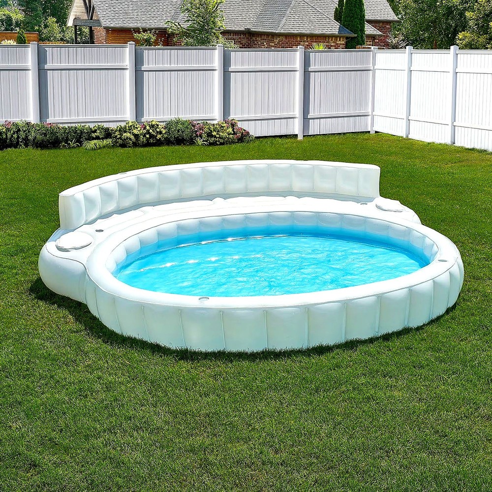 Oversized White Inflatable Pool Couch Lounge Float Multi Person Outdoor Sofa