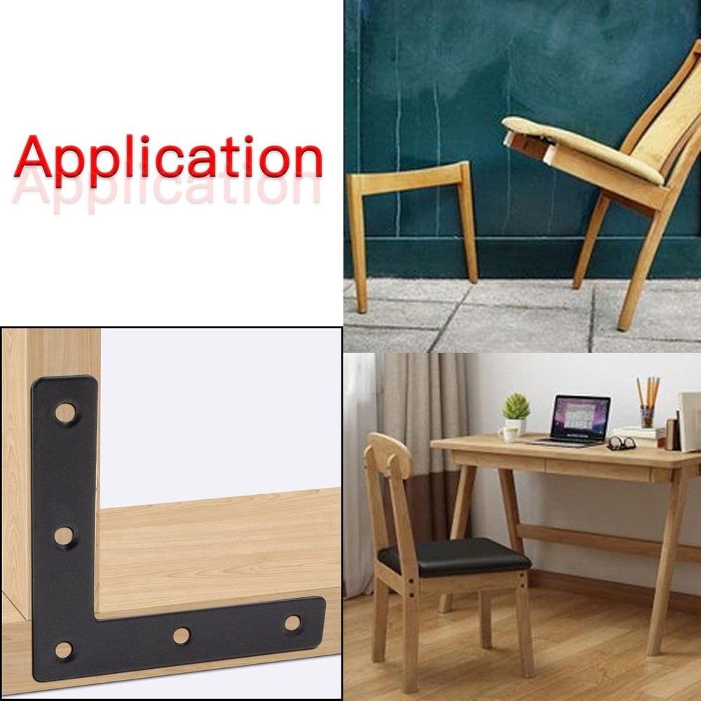 20pcs Black L Flat Shape Braces Corner Bracket, 80x80 mm,