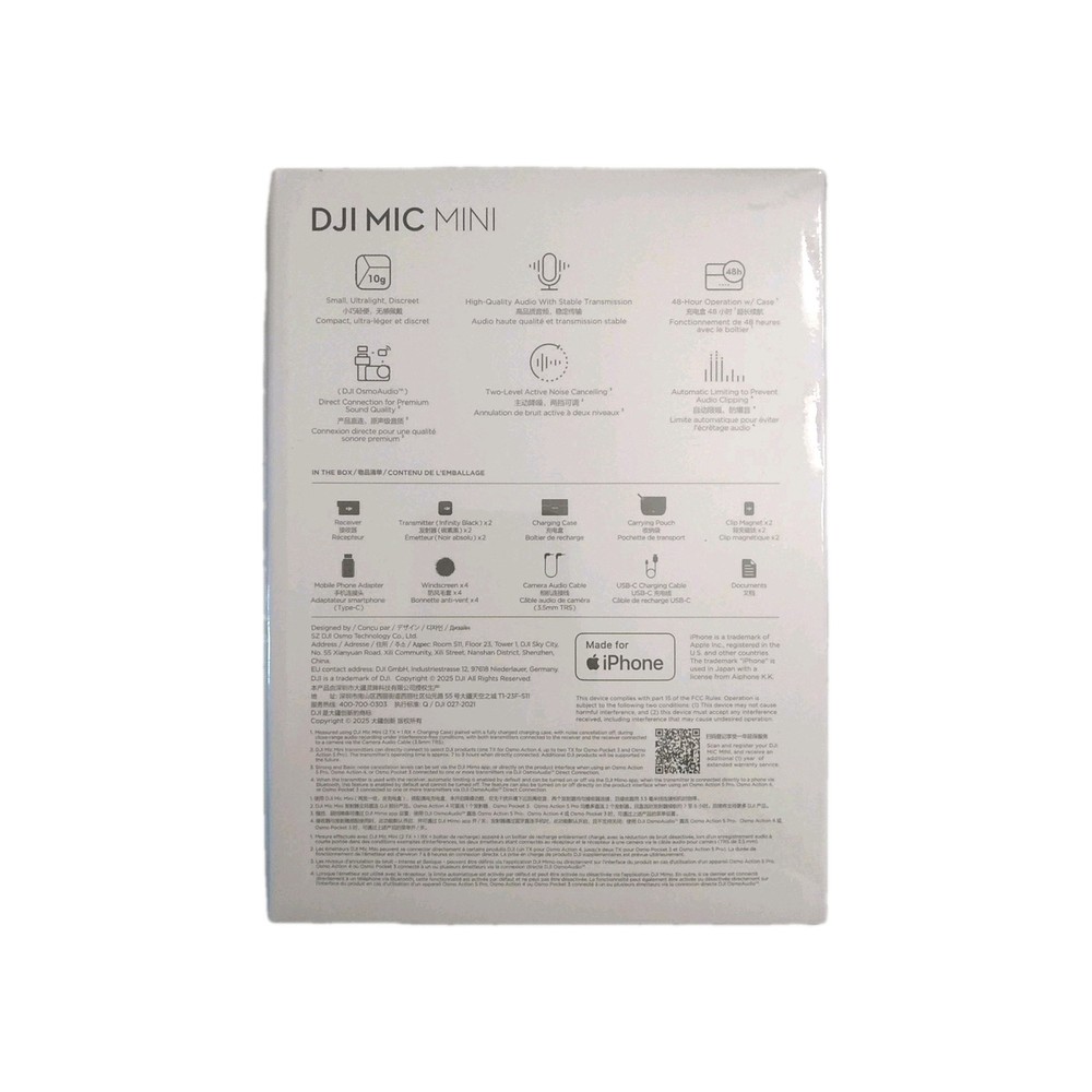 DJI Mic Mini (2 TX + 1 RX + Charging Case) Wireless Microphone for Iphone/Camera