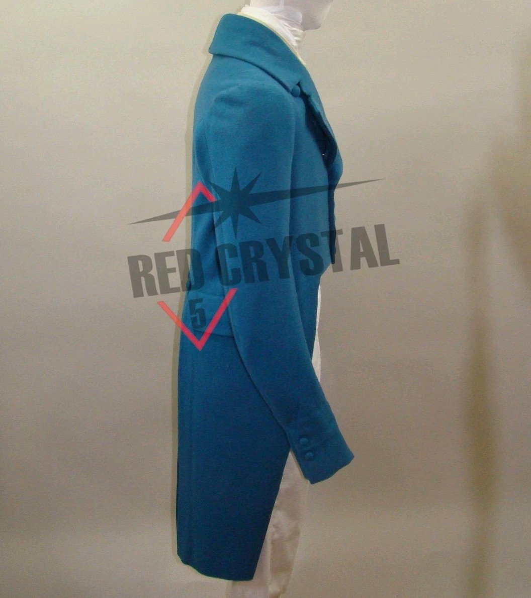 New Georgian Double Breasted Regency Tailcoat, Blue Wool 18th Century Tailcoat