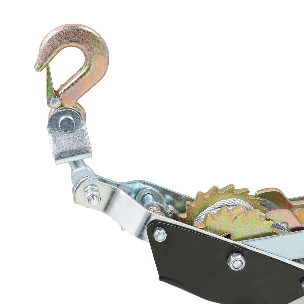 2 Ton 4000LBS Power Puller Hand Winch Steel Cable Come Along Tighter w/ 2 Hooks