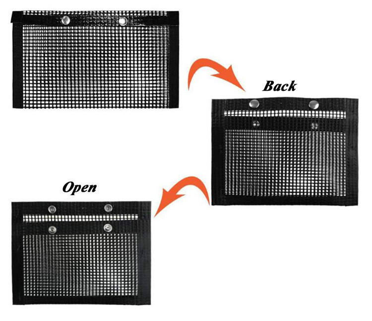 Black Cooking Grid Rectangular BBQ Grill Mesh Bag Non-Stick & Reusable Modern