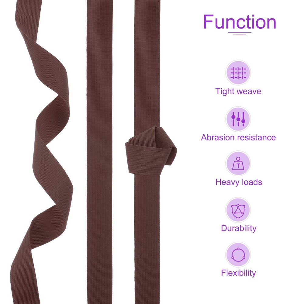 50Yard x 1 1/2" Width Nylon Webbing Strap Poly Flat Webbing Strapping Dark Brown