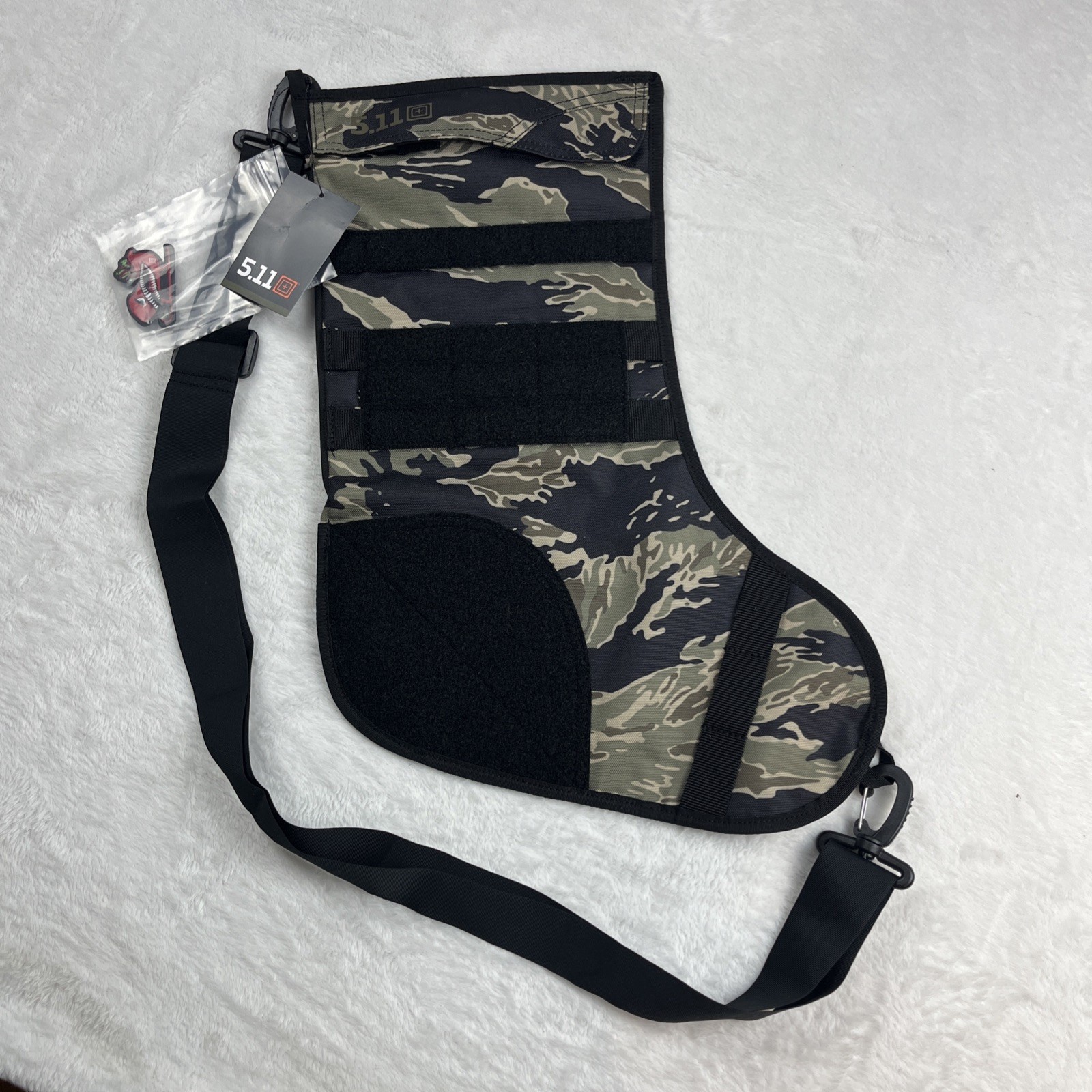 5.11 Tactical The Ultimate Stocking W/ Shark Patch Tiger Camo Sling Bag