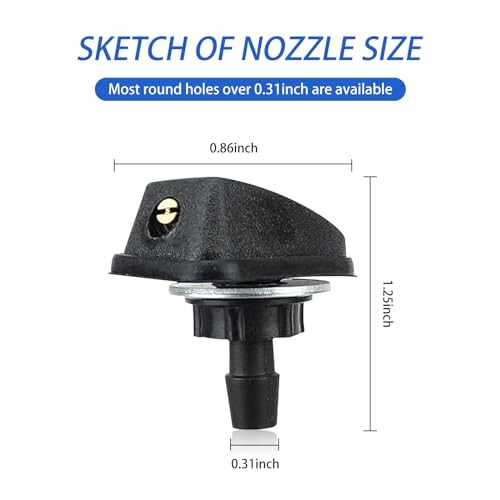 Pack-2 Car Windshield Wiper Nozzle, Single Outlet 360 Degree Adjustable Fan