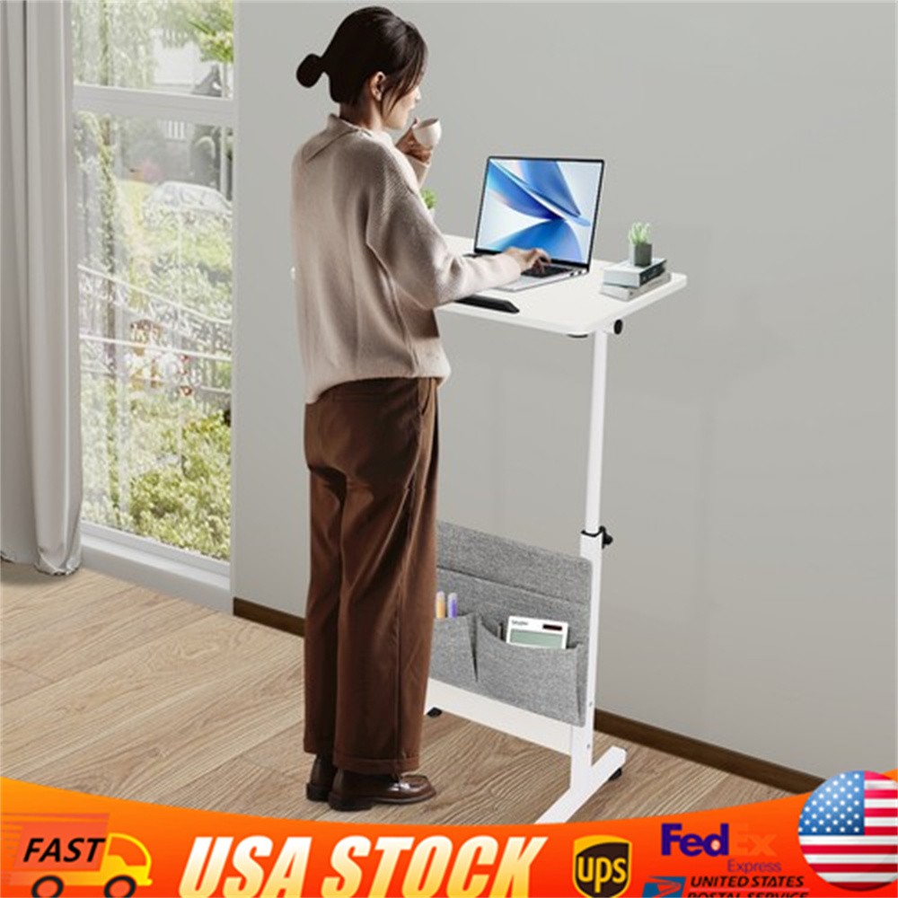Rolling Laptop Desk Office Computer Table Adjustable Height Stand up w/ Storage