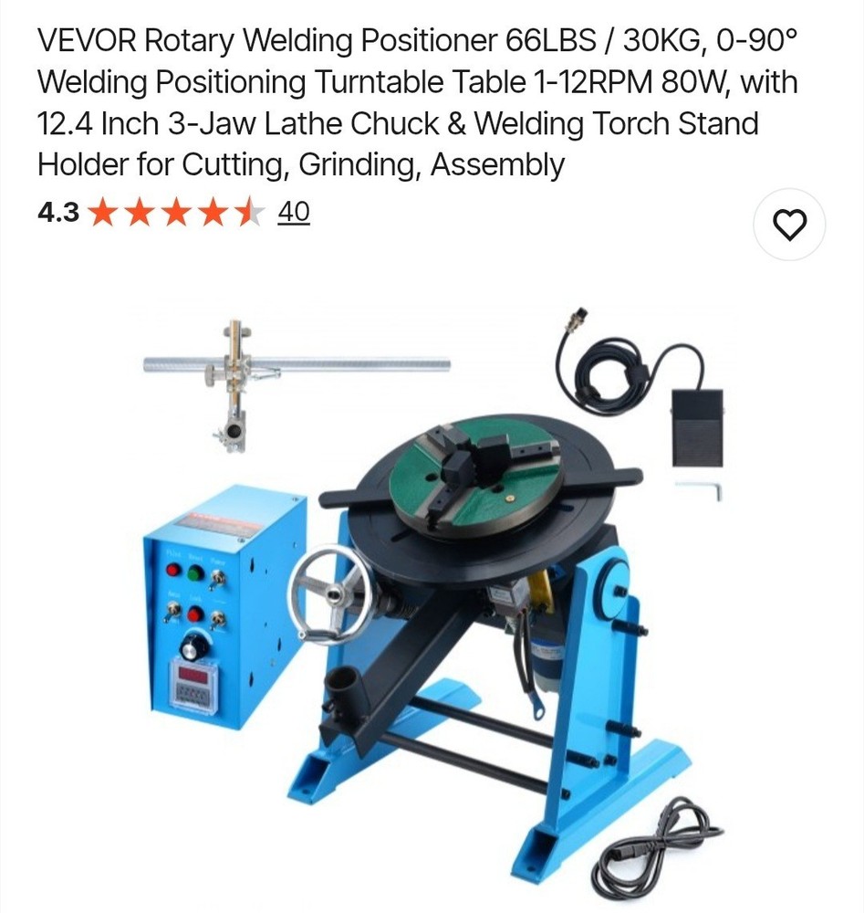 Automatic Rotary Welding Positioner Table with Lathe Chuck, Still in Crate