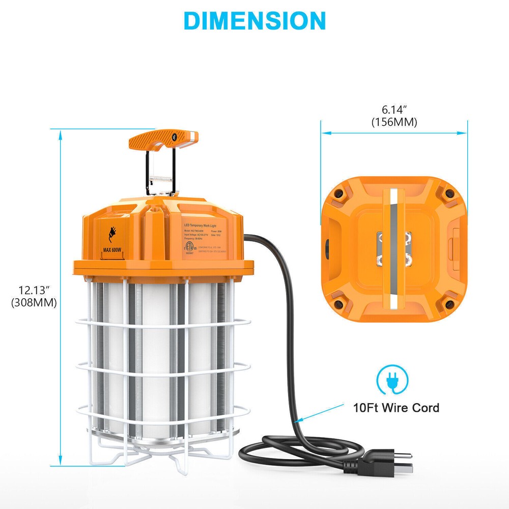 2Pack LED Temporary Work Light 100W Linkable Construction Building Highbay Light