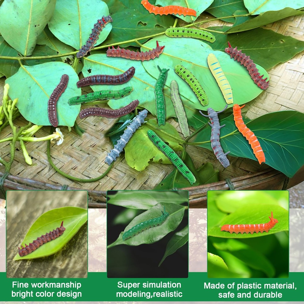 Arrowbash 24 Pcs Simulation Caterpillar Fake Worm Crawling Insects...