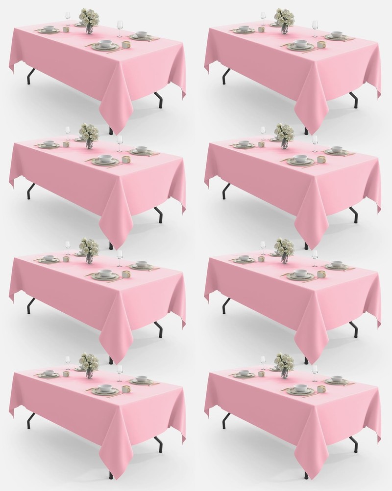 Rectangle Table Cloth 60" x 84" – 8 Packs, Durable Polyester Tablecloth Offer...