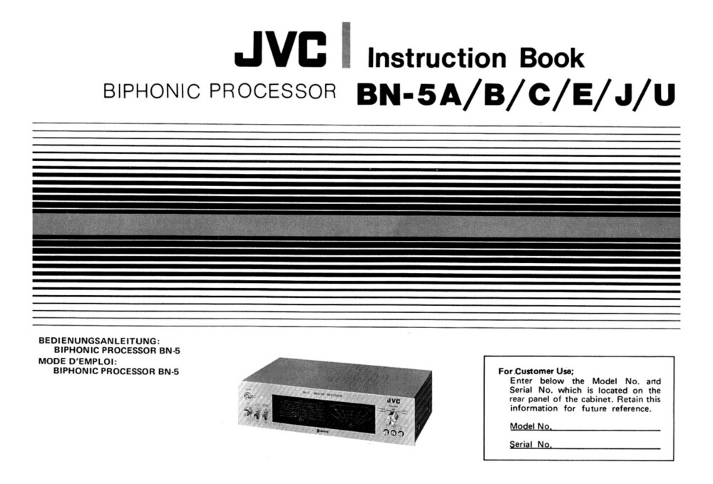 JVC BN-5A B C E J U Processor Owners Instruction Manual Reprint