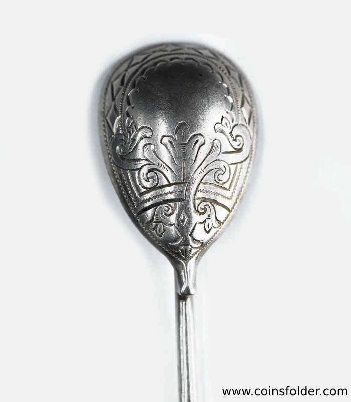 Antique Russian sterling silver teaspoon dated 1894 #1