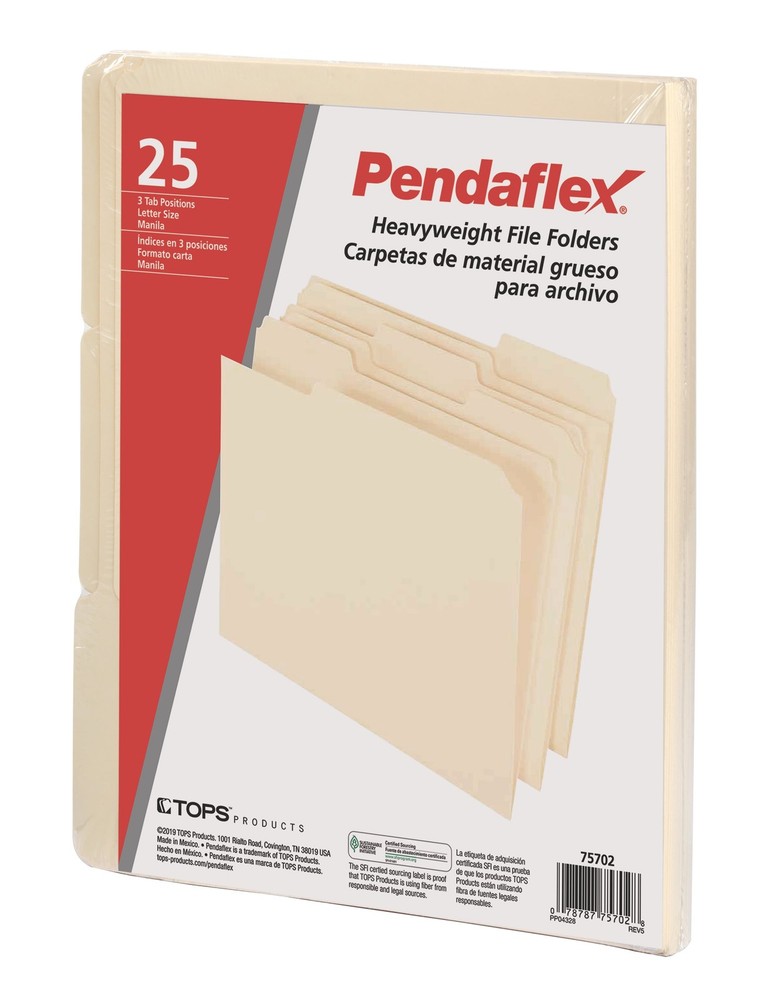 Pendaflex® Heavyweight File Folder, Manila, Letter size, 25 per Pack