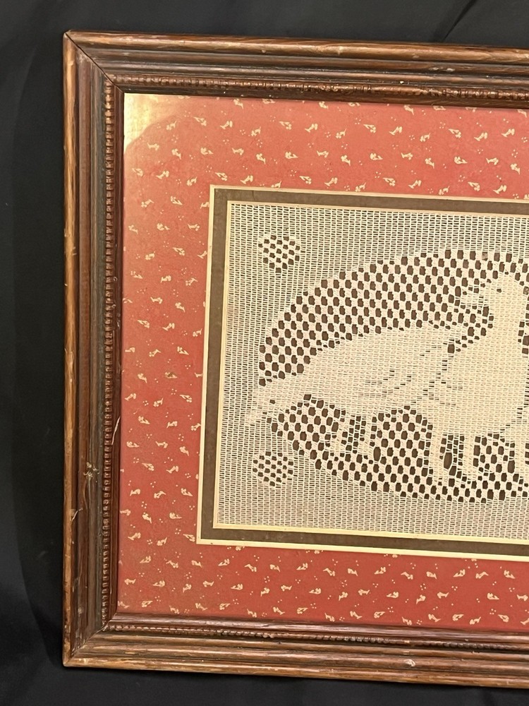 framed lacework ducks scene framed 11.25 x 9.25”