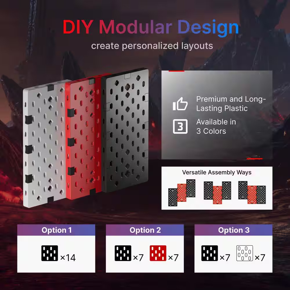 14 Pcs Black Red Controller and Headphone Holder Wall Mount, Modular Gaming Pegb
