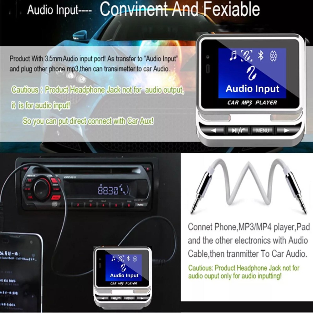 New Black Stereo Bluetooth Wireless FM Radio Transmitter Car Adapter Charger