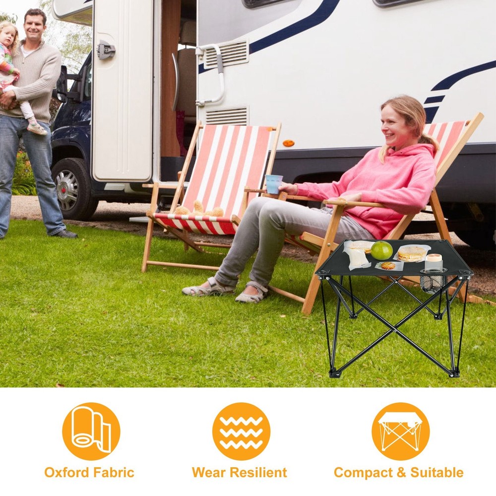 Foldable Compact Outdoor Side Table – No-Tool Setup, 600D Waterproof, 44 lbs