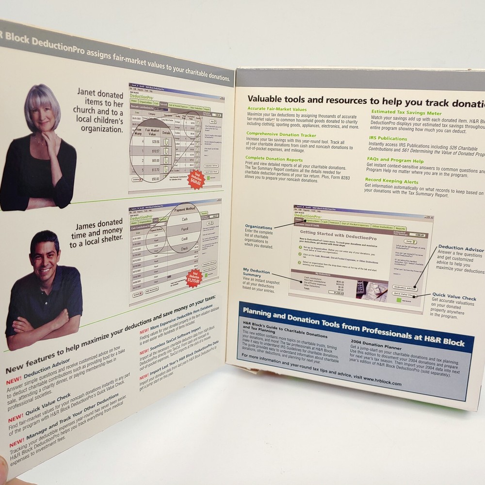 Vintage H&R Block Deduction Pro PC 2003 Software Program New
