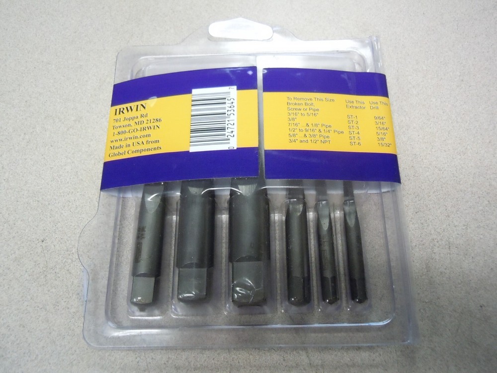 Irwin Industrial Tools 53645 Hanson Screw Extractor Set 6 Piece