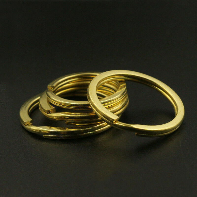 Retro Brass Key Ring Split Rings Flat Keyring 15/20/25/30/35mm Loop Car Keychain