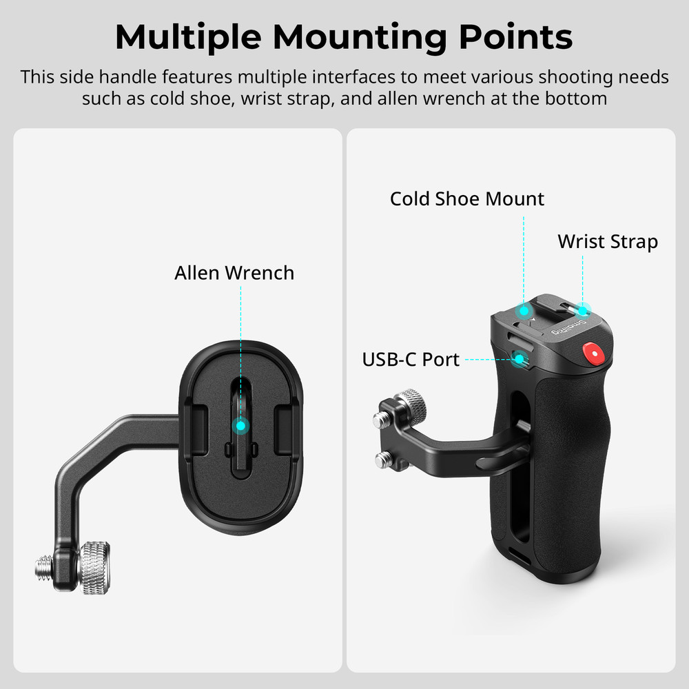 SmallRig Threaded Side Handle with Record Start/Stop Remote Trigger for Canon