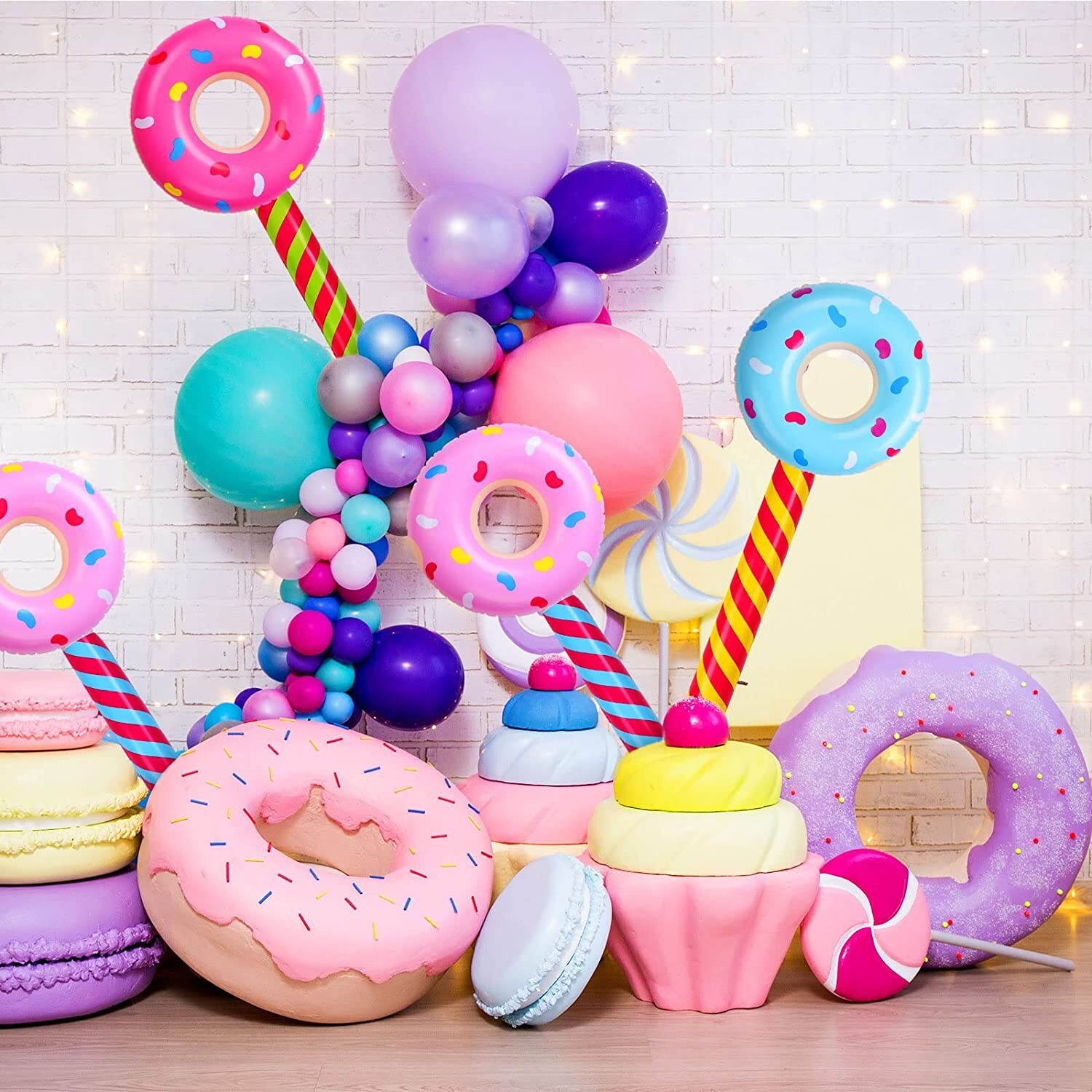 (4) Lollipop Suckers inflatable Birthday donut holes Wonka CANDYLAND valentine