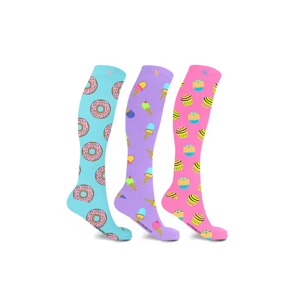 Men Large/X-Large Sweet Tooth Knee Length Compression Socks (3-Pack)