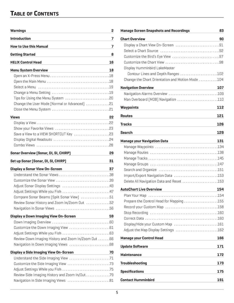 HUMMINBIRD HELIX 9 10 12 User Manual USER Instruction - TOUGH COIL BINDING