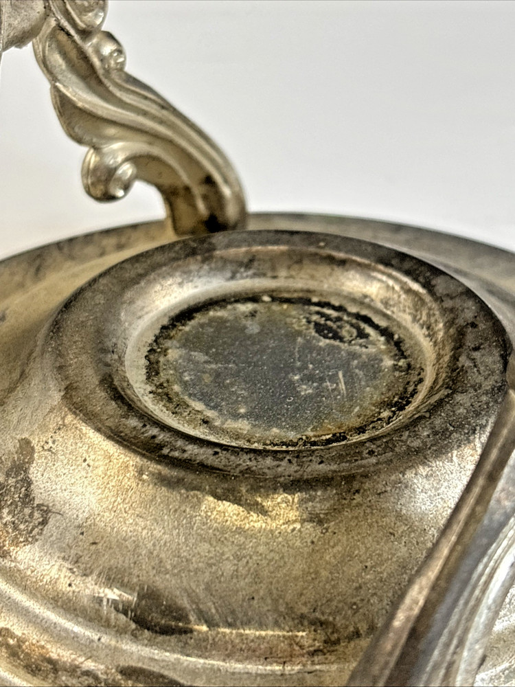 Vintage Silver plated 2 Piece Tilting Gravy Boat with Warming Stand HONG KONG