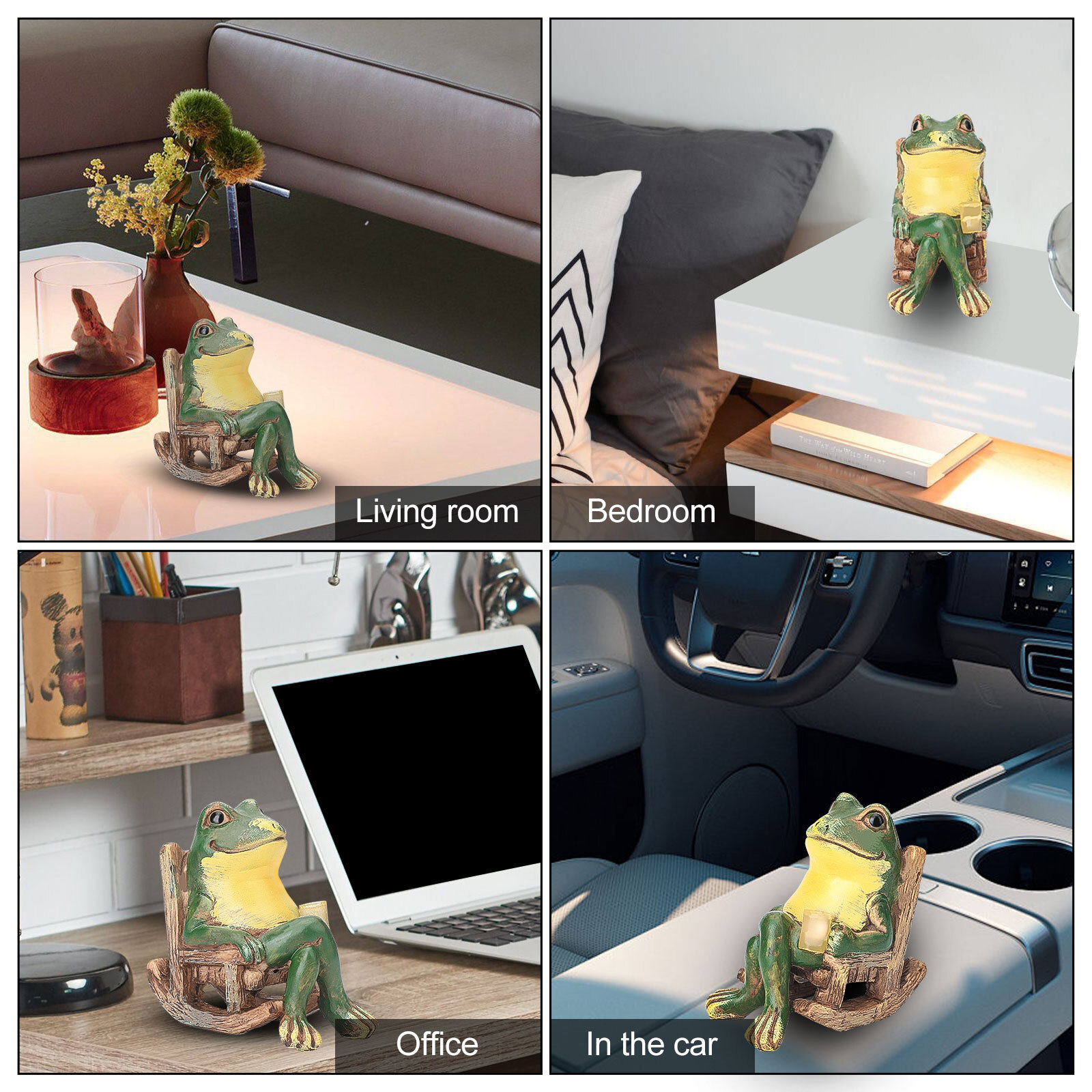 Solar Frog Garden Statue Light Outdoor Figurine Decor Lights Yard Frog Ornament