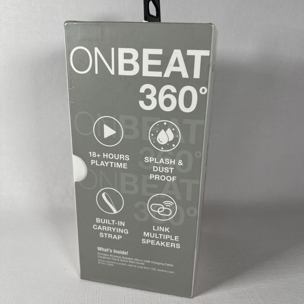 Quikcell OnBeat 360 Splash Proof Portable Wireless Speaker - Gray