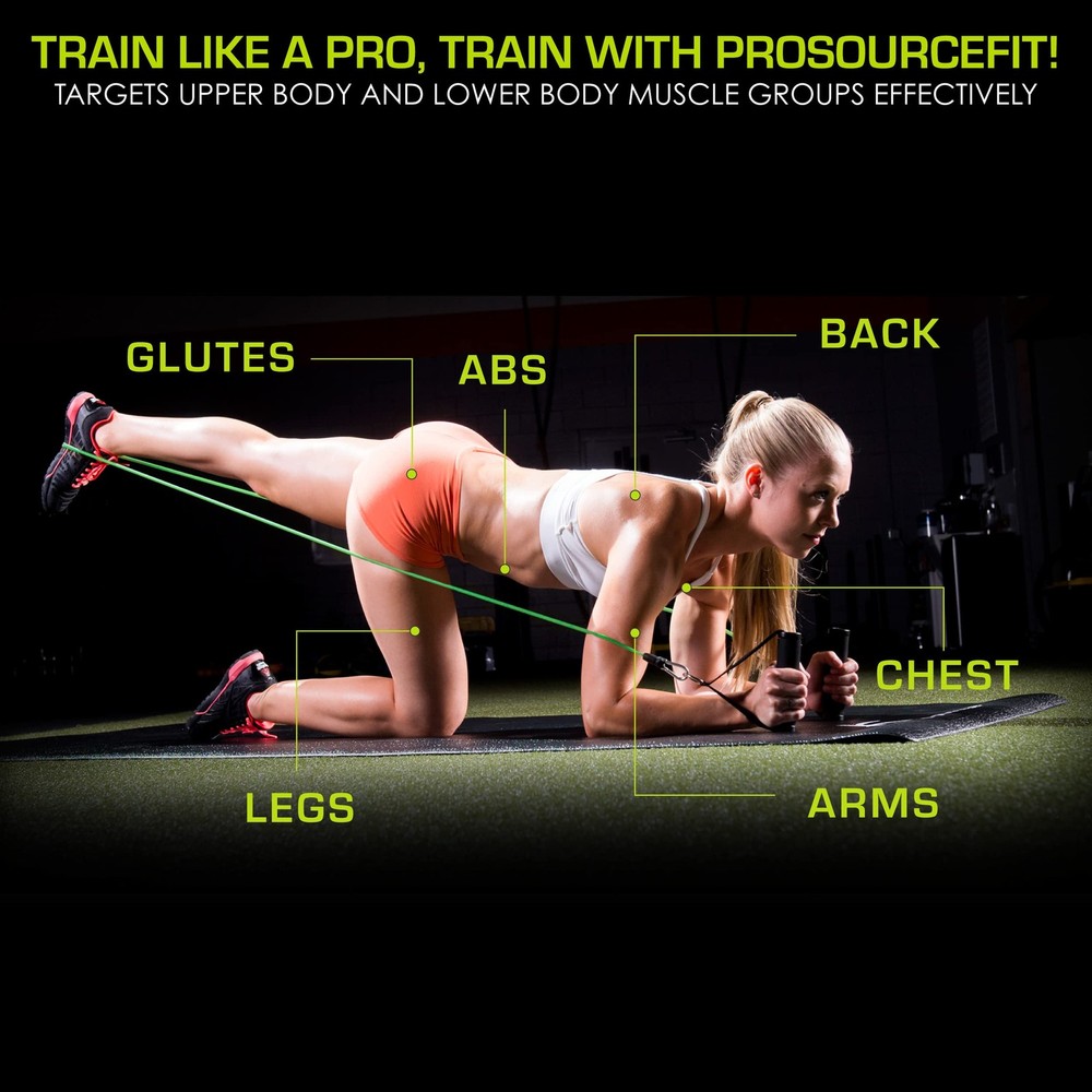 Single Stackable Resistance Bands with Door Anchor and Exercise Guide, 5-8 LB...