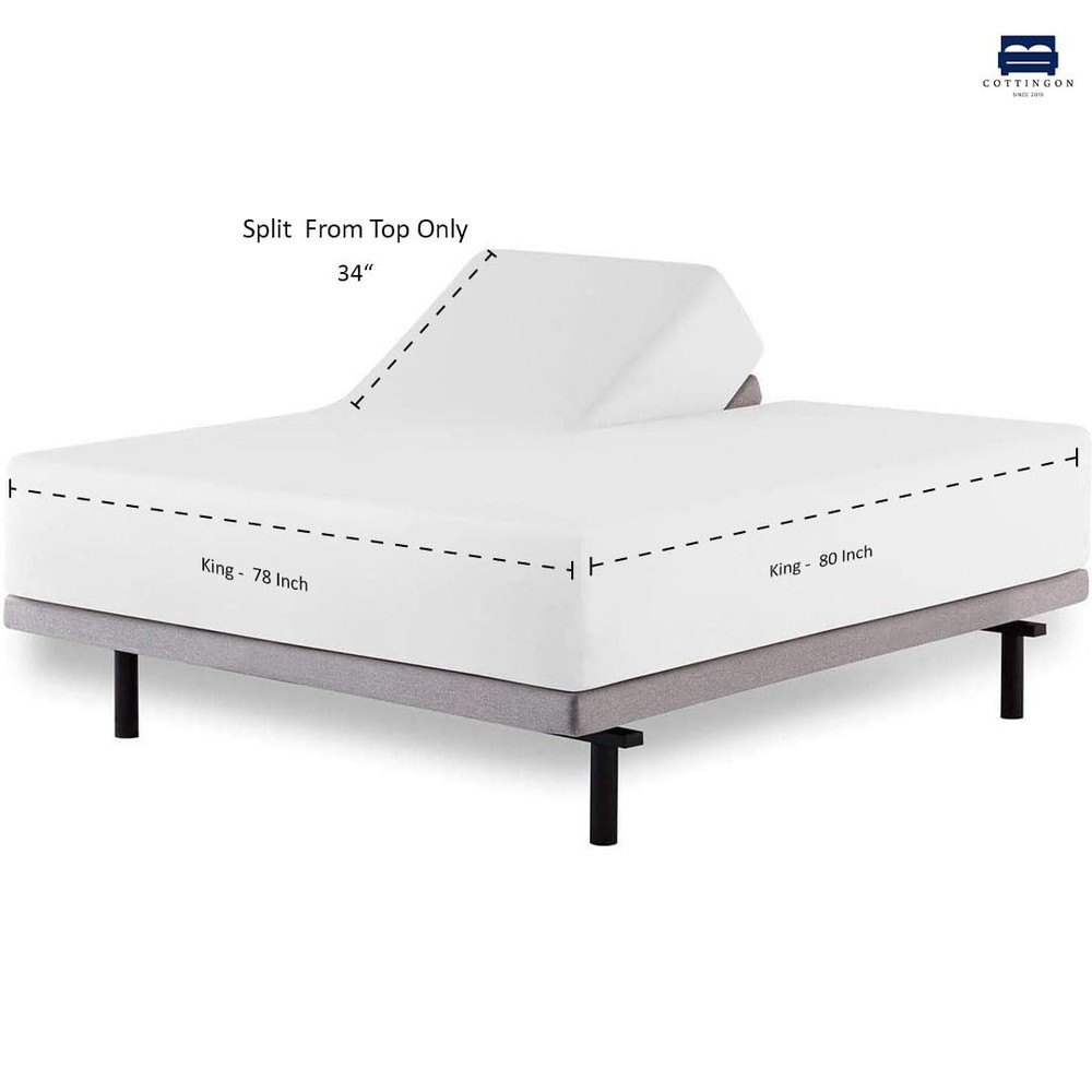 4 Piece Top Split King Sheets Set for Adjustable Beds, 100% Egyptian Cotton 2...