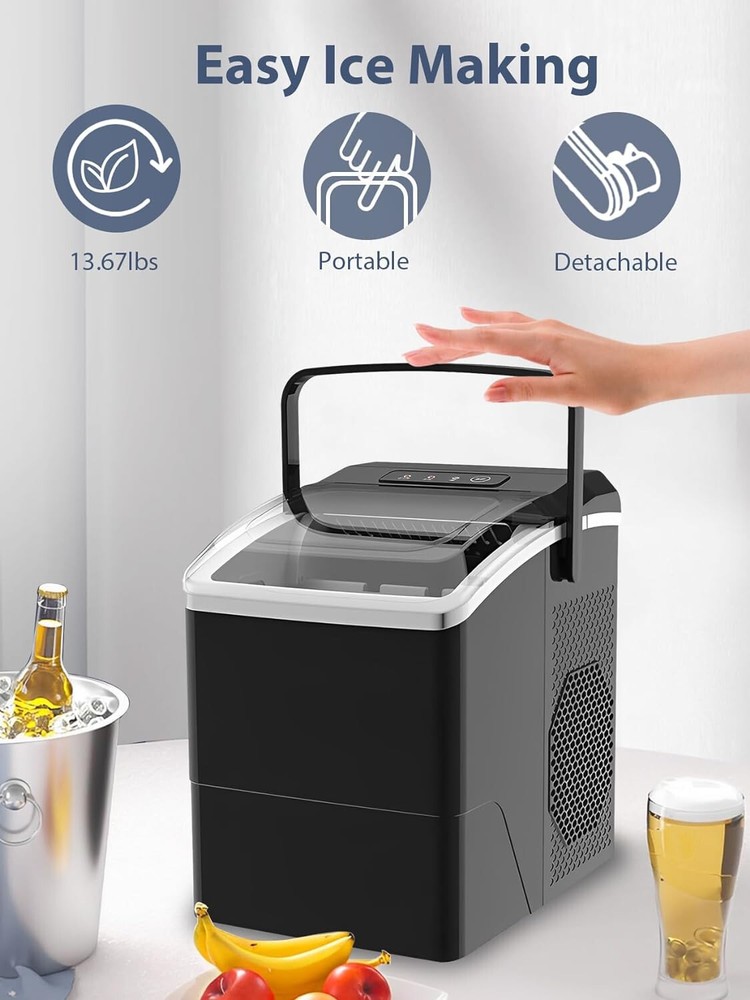 Countertop Nugget Ice Maker, Compact Ice Making Machine w Auto-Cleaning Function