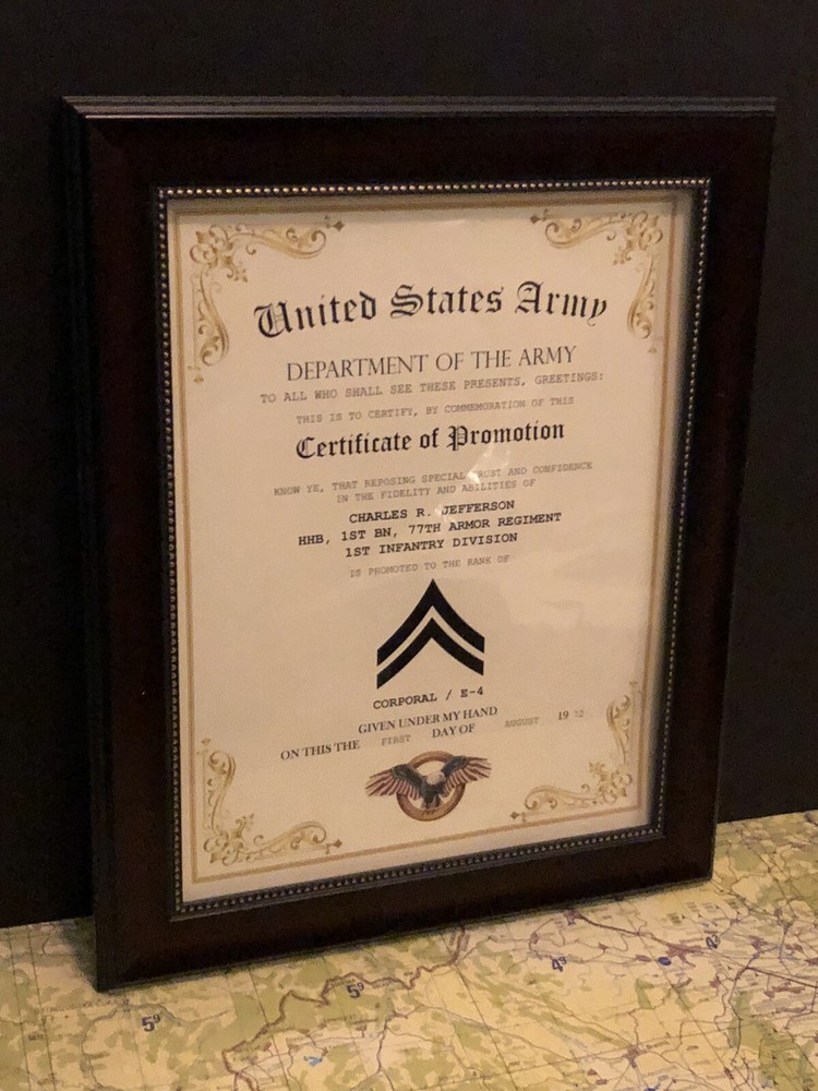 CORPORAL / CPL (E-4) U.S. Army ~ Commemorative Promotion Certificate