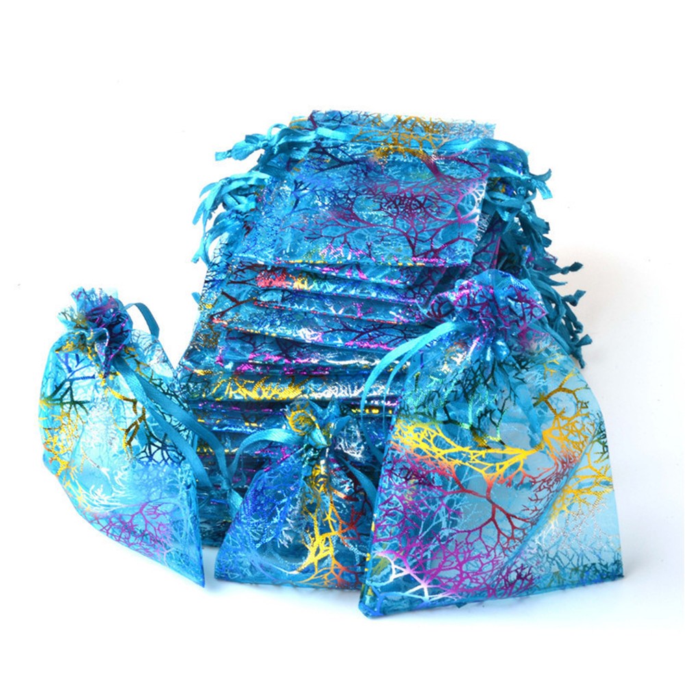 100Pcs Coralline Organza Gift Bag Colorful Jewelry Candy Pouch for Wedding Party